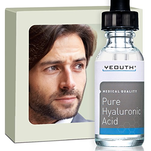 Men's Hyaluronic Acid Serum for Face - 100% Pure Medical Quality Clinical Strength Formula! Holds 1,000 Times Its Own Weight in Water - Plumps and Hydrates - All Natural