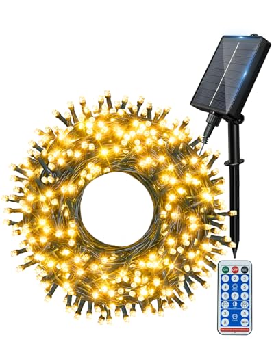 Image of Ollny Solar Lights Outdoor Garden 40m 400 LEDs Fairy Light, Waterproof Warm White String with 8 Modes Large Capacity, Outside Decorative Lighting for Tree Fence Gazebo Patio Camping Decorations