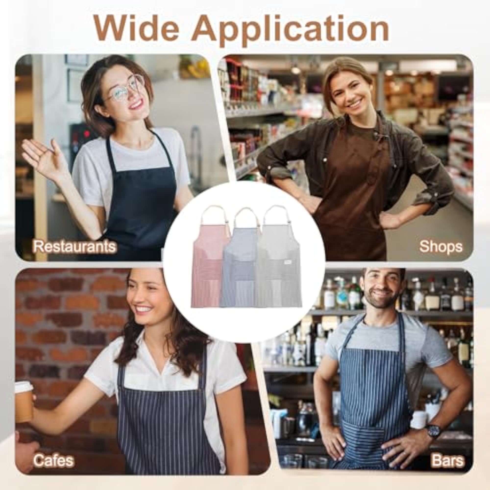 Adjustable Art Apron, Water & Oil Resistant Striped Chef Smock