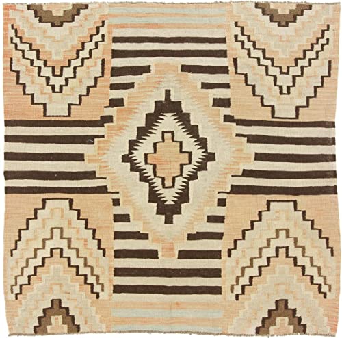 Nain Trading Kilim Afghan Heritage 141x143 Tissé à la Main Moderne Tapis d'Orient Tapis Design Carré Tapis Laine