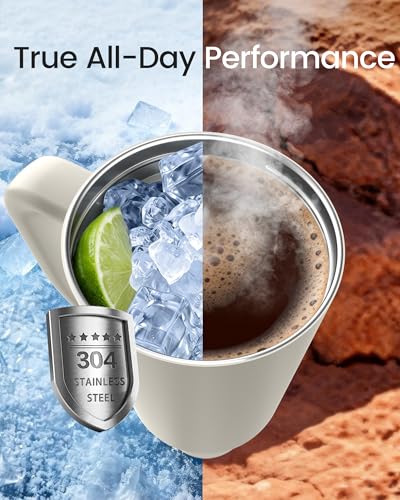 Image of Renoj Insulated Mug 100% Leak Proof Insulated Water Bottle for Iced Coffee & Hot Drinks - Fits Car Cup Holder, Ideal Gift, 2 Straws & Silicone Boot - SnapShift White 40 oz