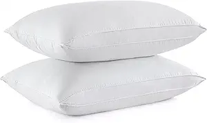 puredown® Goose Feather Down Pillows, Standard Size Soft Bed Pillows for Sleeping with 100% Cotton Shell Set of 2
