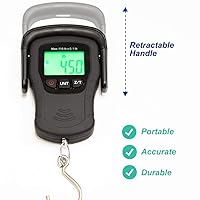 Vista 2 de Escala colgante digital resistente de grado comercial con capacidad de 110 libras 110.2 lbs con retroiluminación y cinta métrica para equipaje