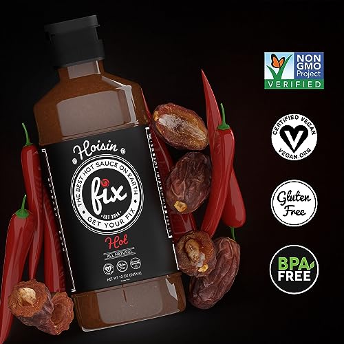 Fix Hot Sauce, Hoisin Sauce - No Sugar, Sweetened By Dates, Made With Organic Ingredients, Vegan, Gluten Free Hoisin Sauce, Fresh Red Chili Peppers, Great On Chicken Wings - Hot Hoisin Sauce, 10 Oz #TOP2