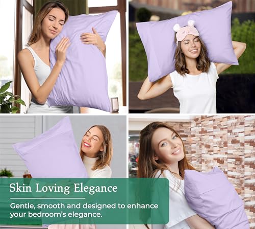 Image of Royale Linens King Pillowcase Set of 2 - Bed Pillow Cover - 20 inch x 40 inch - Pillowcases - 1800 Brushed Microfiber, Wrinkle & Fade Resistant - Soft & Cozy- King Size Pillow Case (Lavender)