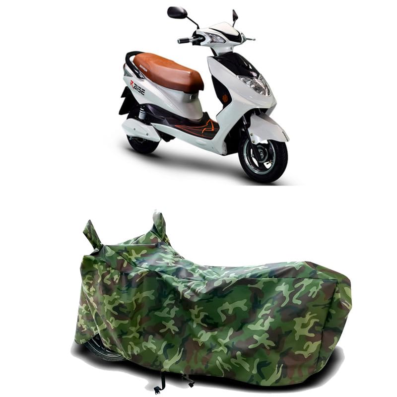 Image of DUFFEL-100% Heat Protection Two Wheeler Bike /Scooty Body Cover for Okinawa Raise BS6 Water Resistance /UV-Rays /Birds Dropping /Scratchproof /Dust Proof /Waterproof[Green Jungle Print]