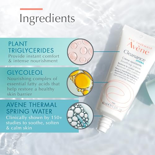 Eau Thermale Avene Avène Cleanance HYDRA Soothing Cream, Rich Moisturizer, Adjunctive Care for Drying Acne Treatments, 1.3 Oz