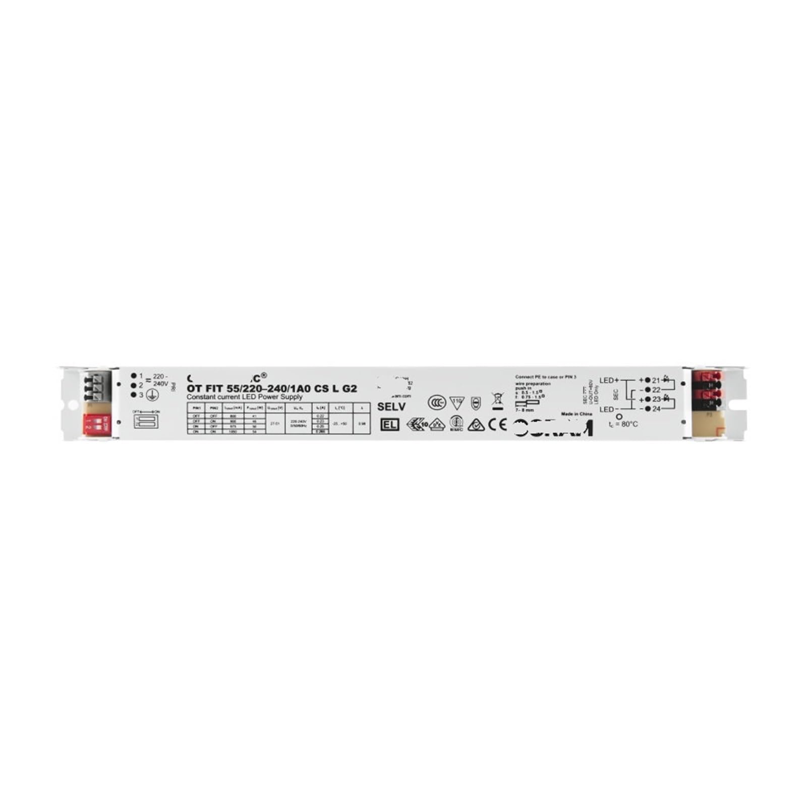 PWANUIGTE OT FIT 35W55W75WLED lamp Constant Current Driver Long Isolated Power Supply tri-Proof(OT FIT 55/220-240/1A0 CS L AP)