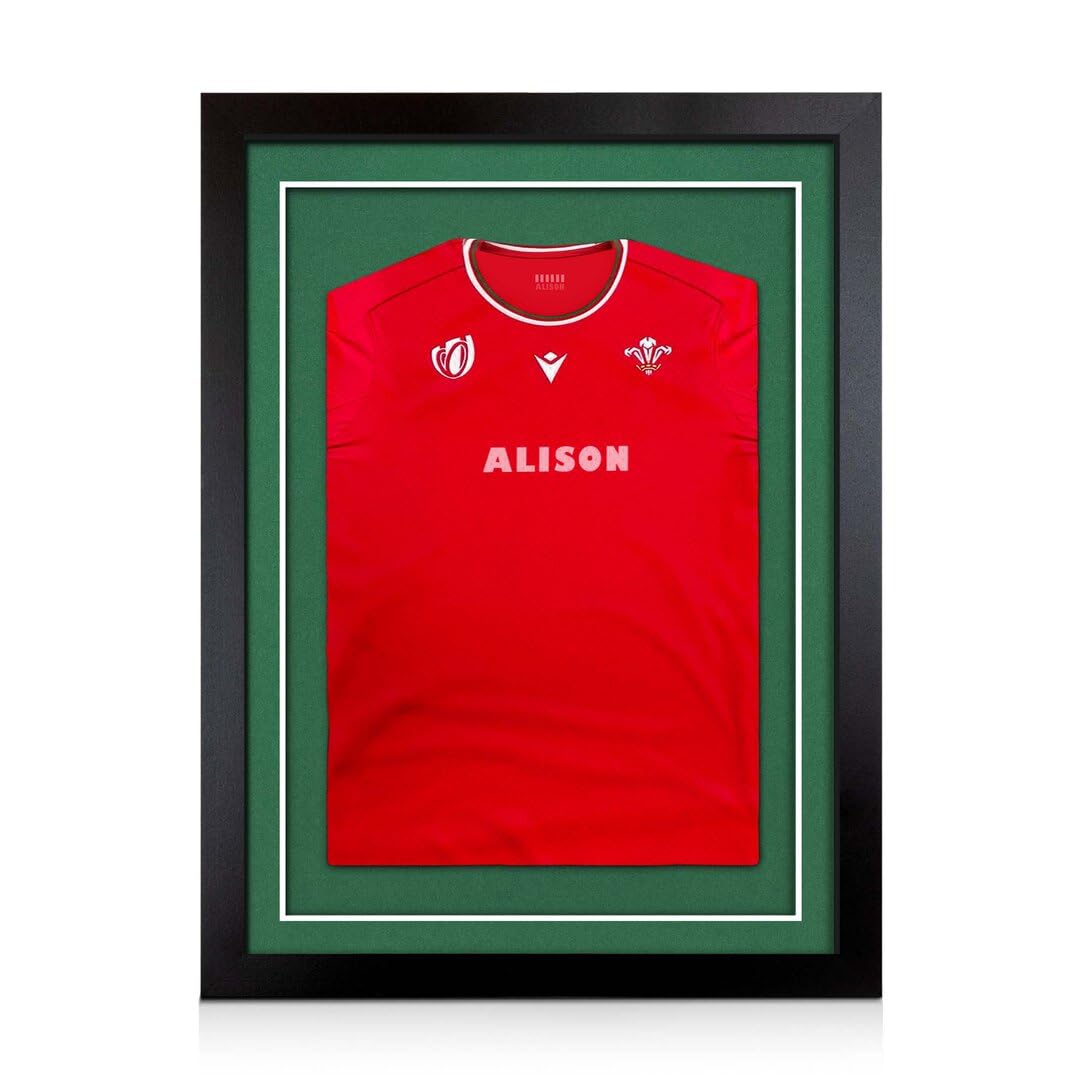 Alison Kingsgate 80×60cm Football Shirt Frame | Deep 3D Box with Emerald Mount- 40×58cm Window for Sports Shirt Display | Cricket, Marathon Jersay | DIY Mount Kit with Perspex Front | Matte Black