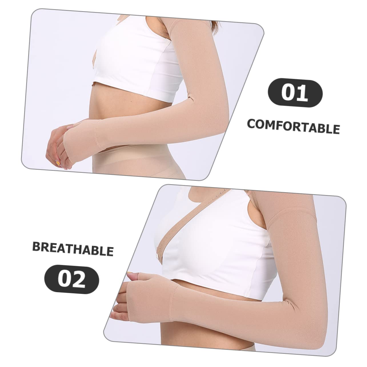 Healeved 5pcs Compression Arm Support Sleeve for Elastic Arm Brace for Swelling Edema and Injury Prevention Suitable for Athletes and Medical Use Left Hand Skin Color