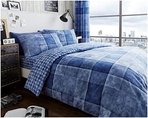 GC GAVENO CAVAILIA Checkered Duvet Cover, Warm & Cosy Checked Bedding Sets King Size With Pillow Cases, Grey