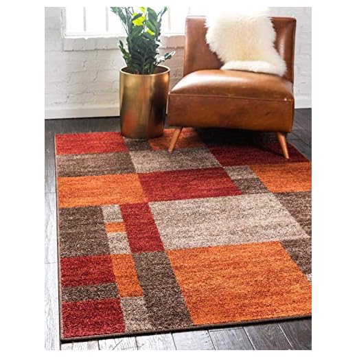 Unique Loom Autumn Collection Modern Contemporary Casual Abstract Area Rug, 5' 3" x 8', Multi/Dark Brown
