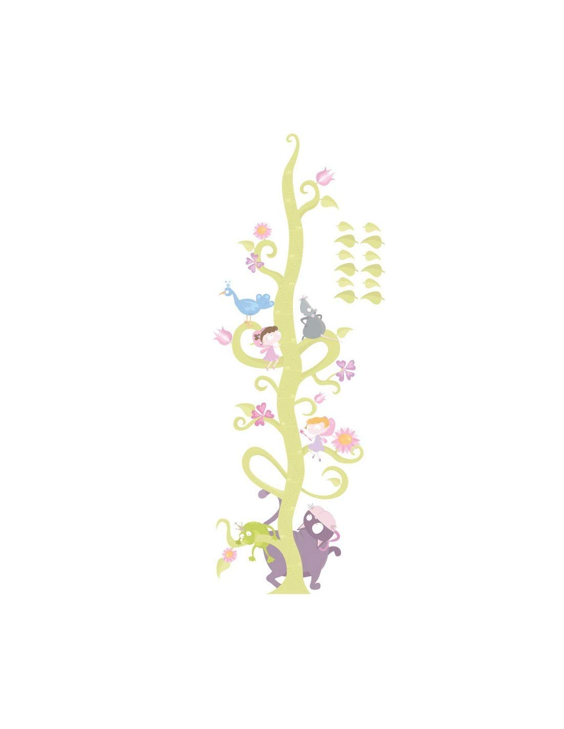 Stickers Chambre Fille Toise Végétale Princesse Décoration Murale Adhésive