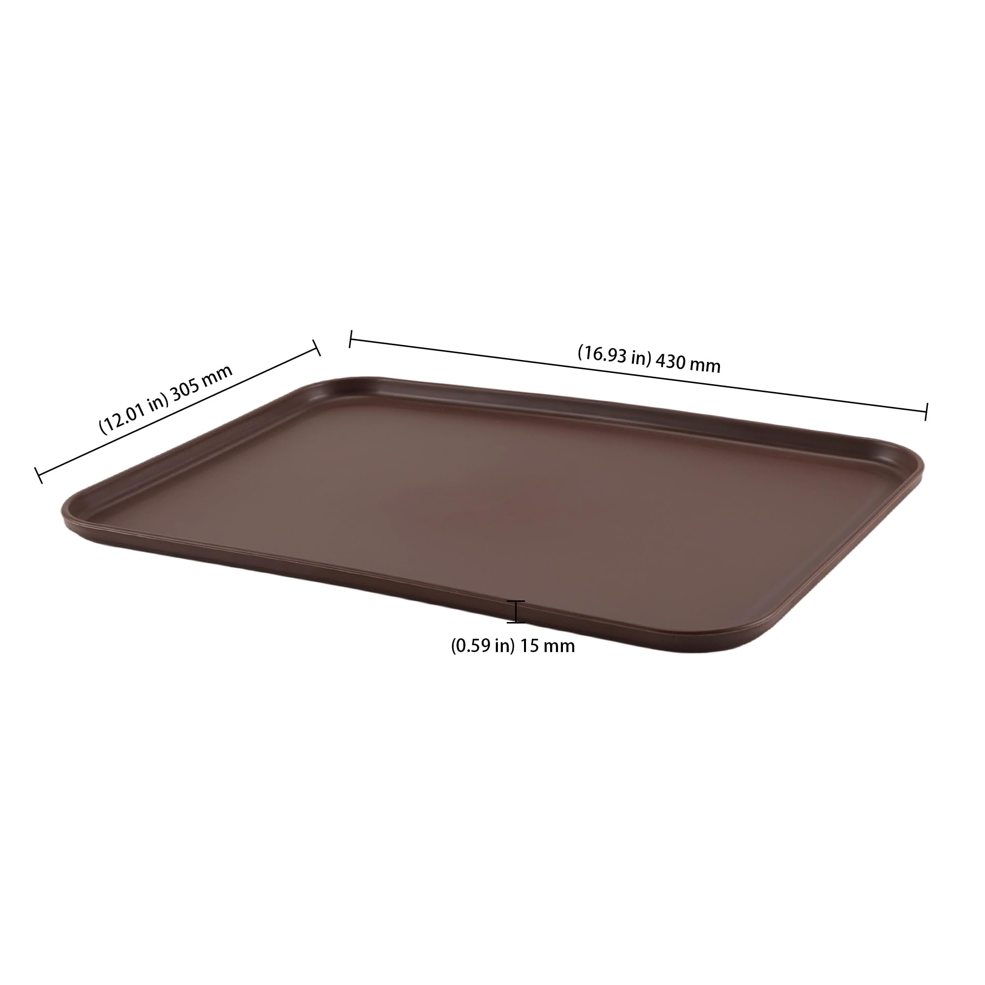 KEILEOHO Confezione da 8 vassoi in plastica per fast food, grandi, marrone, 43 x 30,5 x 1,5 cm, per ristoranti e bar