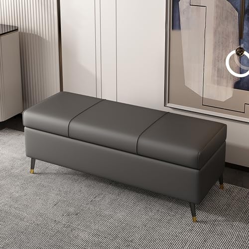 Banco de almacenamiento multifuncional para dormitorio, taburete otomano de madera para maquillaje, baúl de almacenamiento ideal para sala de estar, pasillo y organización de dormitorio