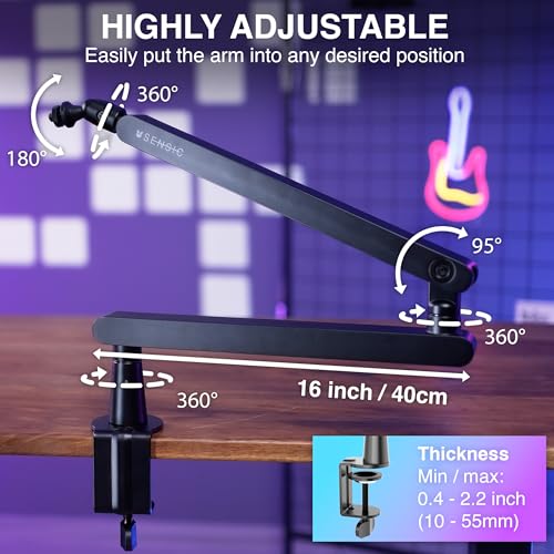 SA-30 LP Low Profile Microphone Boom Arm, 360° Rotatable Mic Stand, Low Profile Microphone arm for streaming with Cable Management, Professional Mic Arm, Mic Boom Arm Black - Image 5