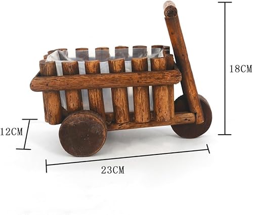 Miniatura 2 de GANAZONO Maceta de madera para decoración de escritorio, planta de granja, maceta rústica para carretilla, maceta decorativa de mesa, decoración de