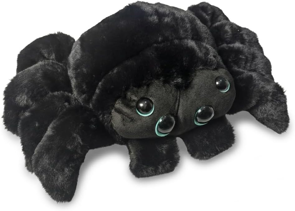Weighted Spider Plush – 18 Inch 1.5 lbs Cute Black Jumping Spider Plush Stuffed Animal, Soft Realistic Toy, Great Gift for Kids, Halloween & Home Decor