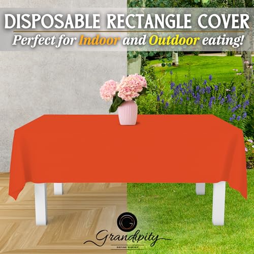 Image of Grandipity 24 Pack Premium Disposable Plastic Tablecloth 54 Inch. x 108 Inch. Decorative Rectangle Table Cover - Orange