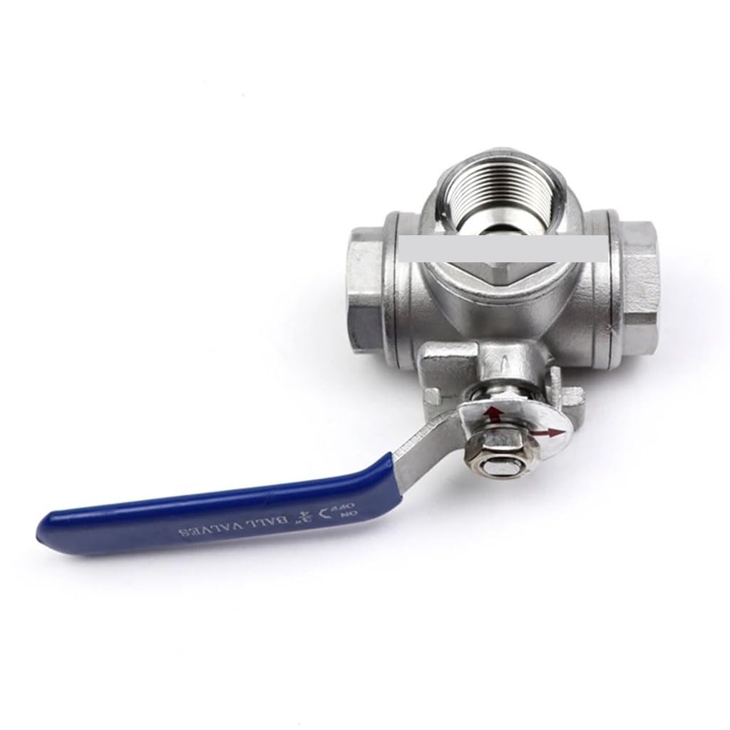 valvola a sfera, valvola a sfera in acciaio inox, 1PCS BSP SS304 Valvola a sfera a tre vie in acciaio inossidabile Tipo L Tipo T 1/4 "3/8" 1/2 "3/4" 1 "1-1/2" 2 "DN8 DN15 DN25 Filettatura femmina(L Ty