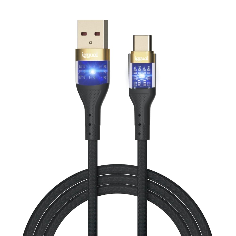iggual Cable USB-A a tipo C 3A 100 cm trenzado LED