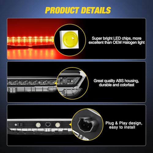 Image of Nilight Third Brake Light Tail High Mount 3rd Stop Lights Smoked Lens Compatible with Toyota Scion tC 2011 2012 2013 2014 2015 2016 Van SUV Rear Center Cab Lamp