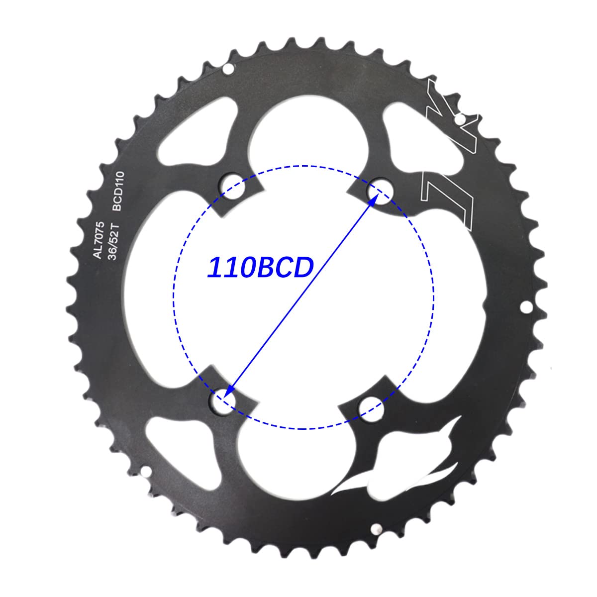 Platos para Bicicletas Plato de Bicicleta Carretera 110bcd 4 Pernos Ovalado Redondo 2X Plato Doble 52t 36t Unisex