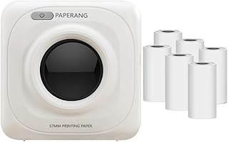 PAPERANG P1 (White) 200dpi Wireless Bluetooth Ink-Free Memo List Notes Label Portable Mobile Thermal Mini Pocket Photo Printer for Tutorial Study Work + 6Rolls Paper