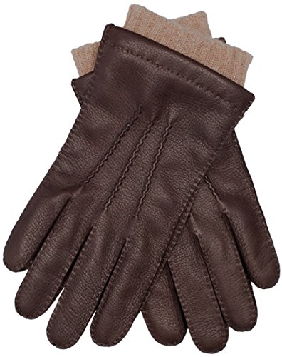 EEM gants EDGAR pour hommes en peau de cerf, cousu à la main, doublure en laine et cachemire, marron L