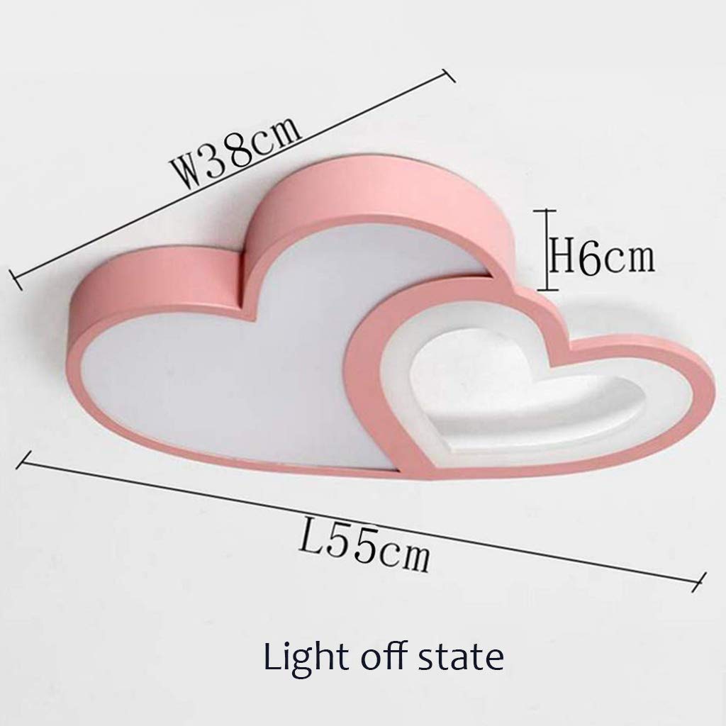 Lampe De Plafond Lumière LED Modern luminaire Forme Coeur lustres Dimmable avec Télécommande Acrylique Abat-Jour Plafonniers pour Les Enfants Chambre d'enfants Salon Plafond Rose Lampe