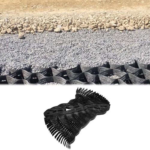 Geocelda Estabilizador Malla De Refuerzo De Geomalla 5cm 10cm, Estabilizador Caminos Grava Y Guijarros Para Soporte Bases/ Entradas Vehículos, Permeables Celulares Alta Resistencia.(5cm H,4mx10m)