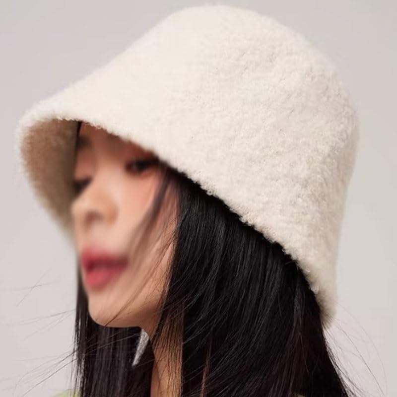 Knitted Lambskin Warm Versatile Fisherman's Hat Windproof Ear Protecting Bucket Hats