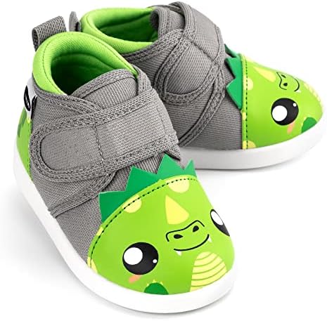 ikiki Dragon Squeaky Shoes for Toddlers w/Adjustable Squeaker, Green Girl or Boy Shoes (Size 11, Leo Longfire)