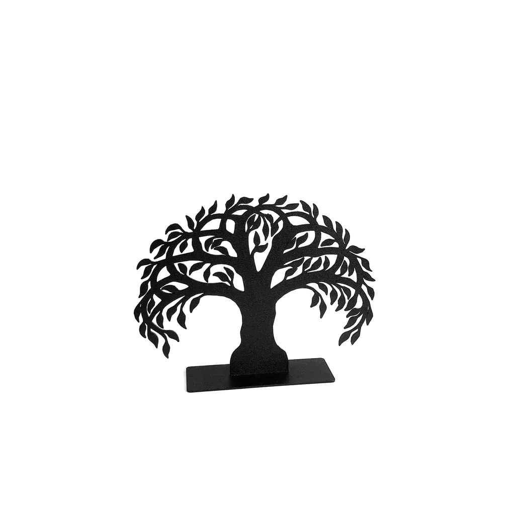 Okunai Free Standing Metal Tree of Life from Celtic Folklore Ornament for Any Room, House, Garden, Patio, Porch, Fence Decoration (195x250x150mm) (Black)