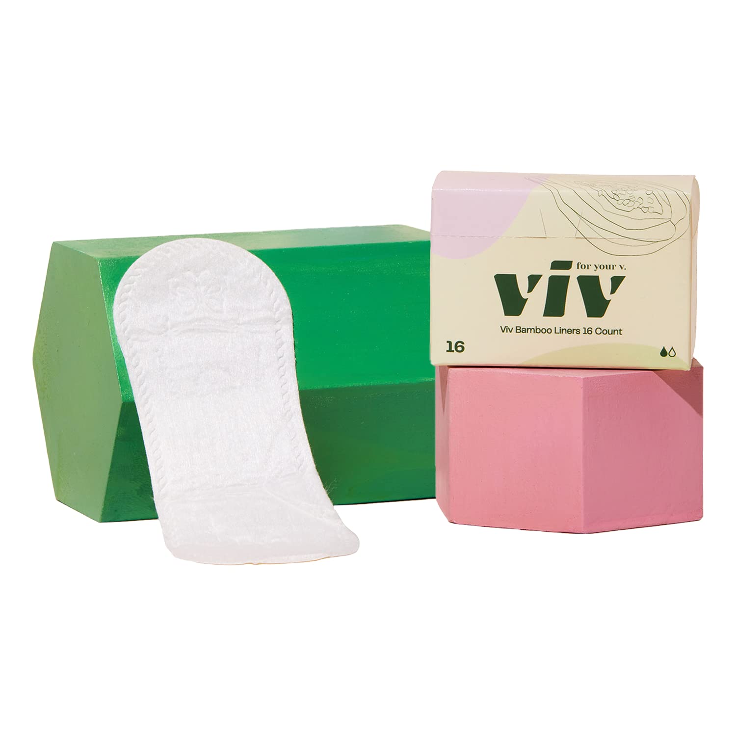 VIV FOR YOUR V. V Bamboo Liners | Biodegradable Menstrual Pads Period & Leak Protection | Soft, Light, & Super Absorbent | Plastic, Dye, Fragrance, & Chemical Free | 16 Pack