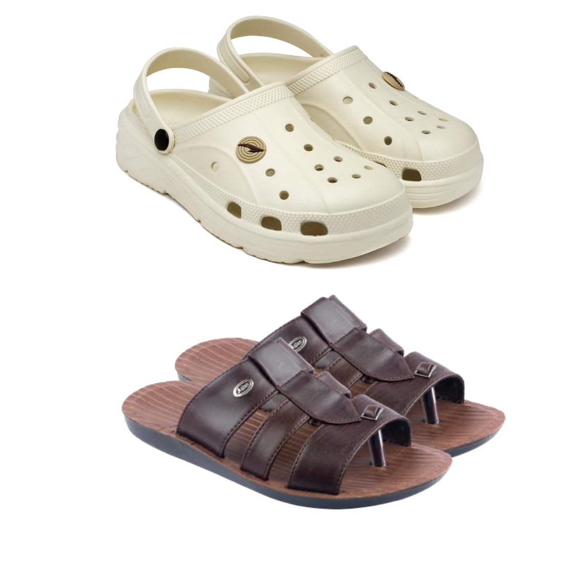 ASIAN Mens Combo Pack of 2 Casual Walking Daily Used Slippers & Clogs with Lightweight Chappal For Mens & Boys (B0D39RN845) Amazon Price History, Amazon Price Tracker