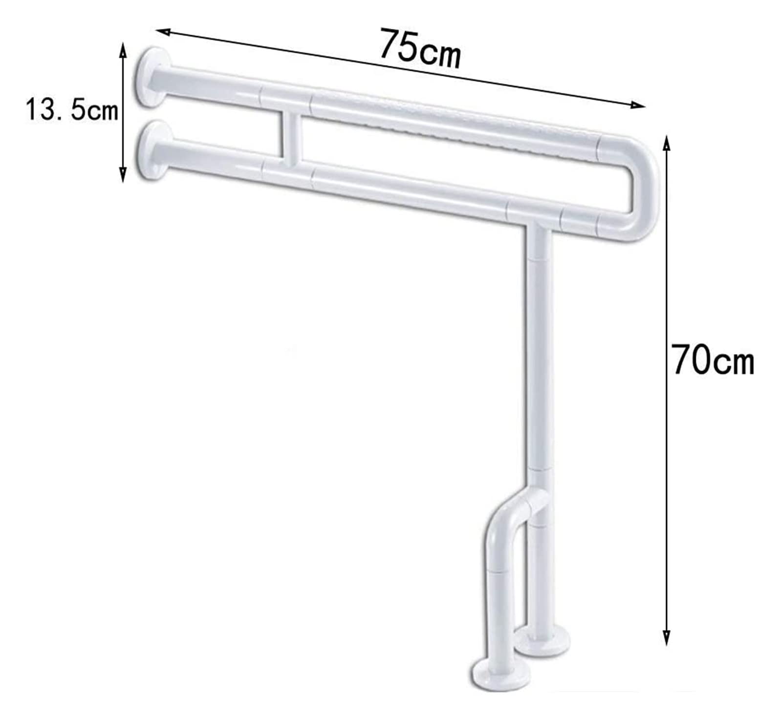 Barras de agarre con ventosa de acero inoxidable, soporte de seguridad, soporte de apoyo, pasamanos de baño para mujeres mayores y niños (color: blanco)