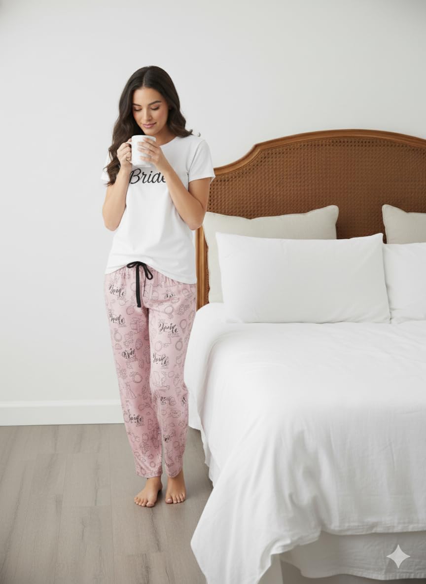 Bride Sleep Pant – Women’s Bridal-Themed Party Pajama Bottoms Lounge, Soft & Breathable Jersey, Relaxed Fit - Image 4