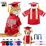 DRAJOIN Personalized Cat Graduation Cap and Gown, Adjustable Custom Pet Costume with Tassel for Small Medium Large Dogs Puppy Cats Graduation Ceremony Party Photo Props