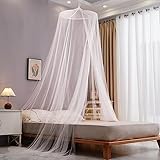 Carlmaya Bed Canopy for Girls Curtains Canopy Dome Mosquito Netting Bed Tent Pink Princess Home Decoration (White)