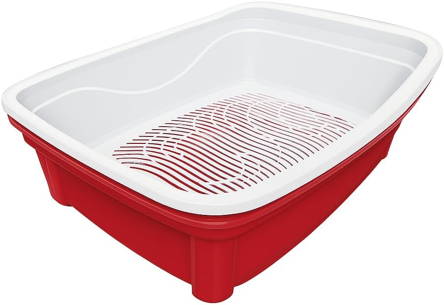 Classic Plus Sifting Litter Box Large - Large Cat Litter Pan with Intelligent Sifting System for Hygiene, Savings & Comfort - Durable, Easy Clean Design for Happy Cats (RED)