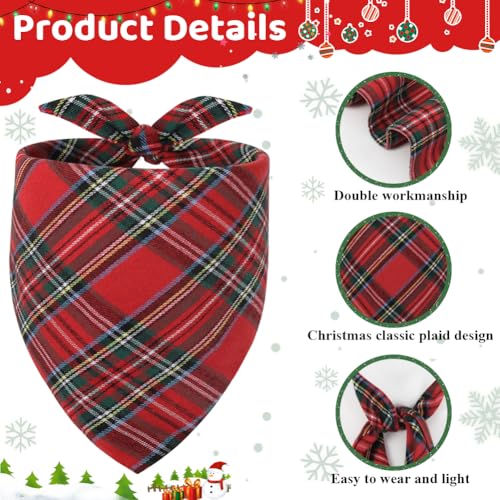 Vivifying Halstuch Hund, 2Pcs Einstellbare Dreieck Hundehalstuch mit Schachbrettartig, Hundekostüm Weihnachten für kleine mittlere große Hunde-L