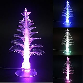 USB Powered Multi Colour Changing Decorative fibre Christmas Tree LED Night Light for Home Car Office Valentine's Day, Birthday, Merry Christmas Holiday Festival Decoration,with Sucker, Stick anywhere