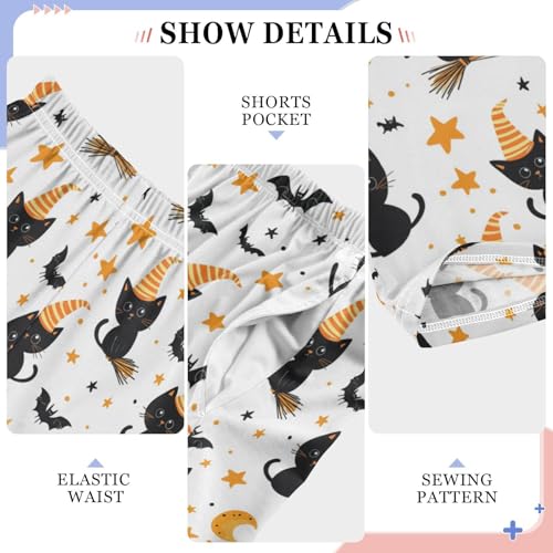 Black Bat Cat Orange Star Boys Pants for Kids Jogger Pants with Pockets S4