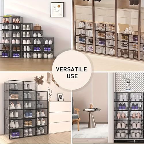 Stapelbare, verdickte Kunststoff-Schuh-Aufbewahrungsboxen mit Deckel, faltbar, platzsparende Turnschuhe, ideal für Zuhause, Schrank und Reisen – Schuhbehälter-Set