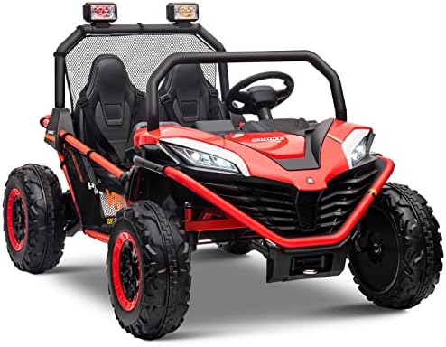 OTTARO 24V 10AH Ride on UTV Cars 2 Seater, Electric Cars Vehicles for Kids Teens,Metal Frame,EVA Wheels, 2x200W Powerful Motors, 20” Large 2 Seats, Bluetooth, Remote Control, Max Speed 4.7Mph（Red）