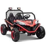 OTTARO 24V 10AH Ride on UTV Cars 2 Seater, Electric Cars Vehicles for Kids Teens,Metal Frame,EVA Wheels, 2x200W Powerful Motors, 20” Large 2 Seats, Bluetooth, Remote Control, Max Speed 4.7Mph（Red）