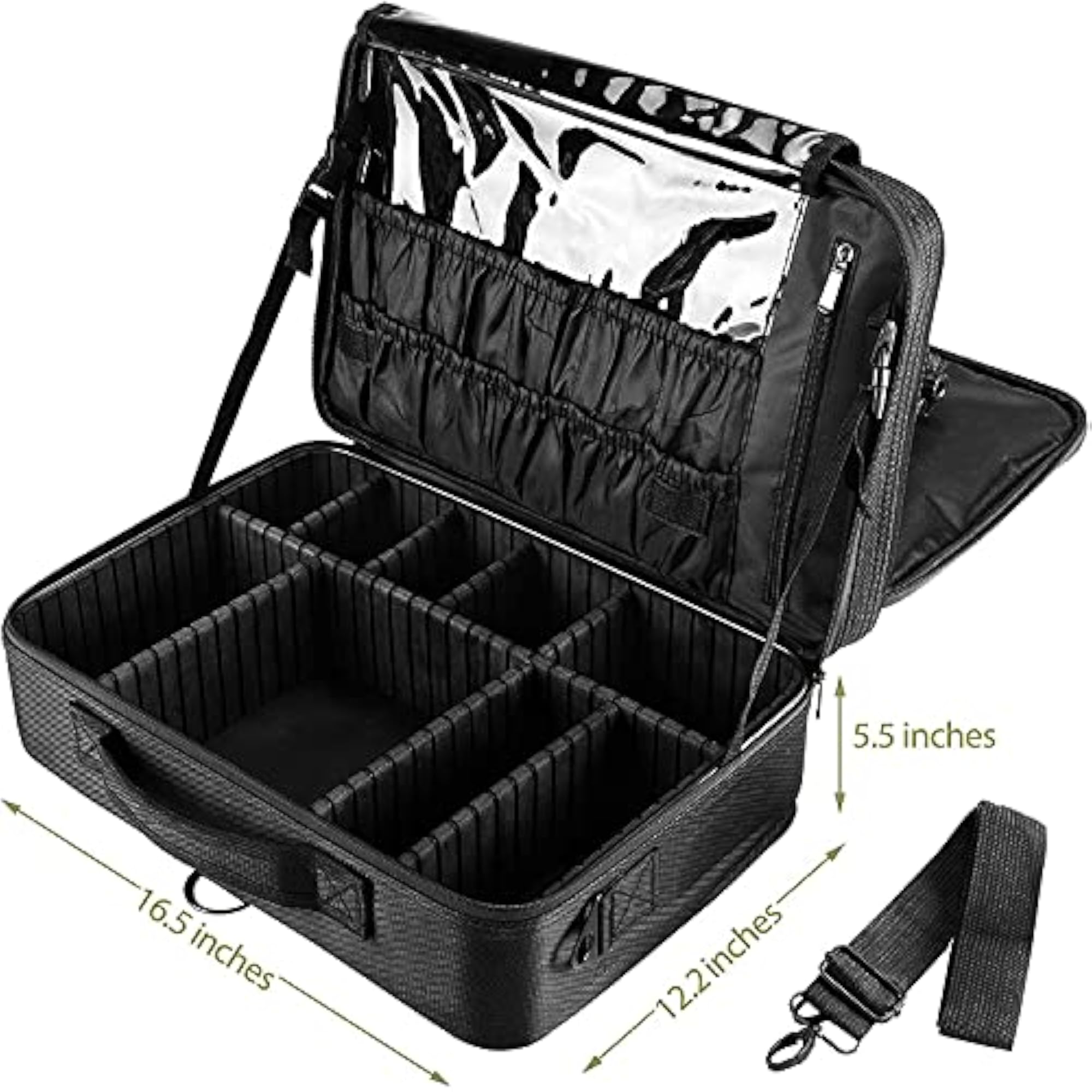 Large Makeup Bag, 3 Layers Professional Storage
