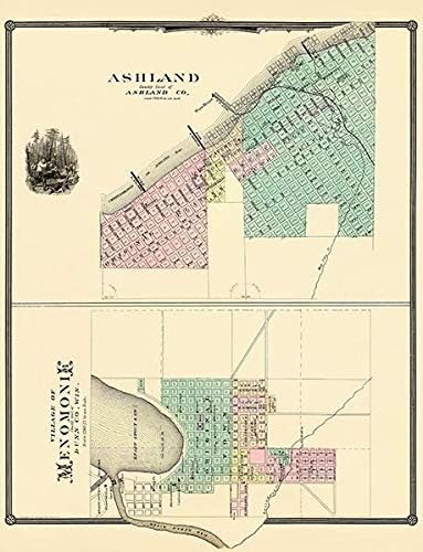 Ashland and Menomonie - Wisconsin - 1878 - Map Poster