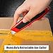 DIYSELF 2 Pack Box Cutter Retractable, Box Opener Tool Exacto Knife, Razor Knife Blade, Aluminum Alloy and Non-slip Rubber Handle, Heavy Duty Utility Knife for Carton, Cardboard and Box (Red)
